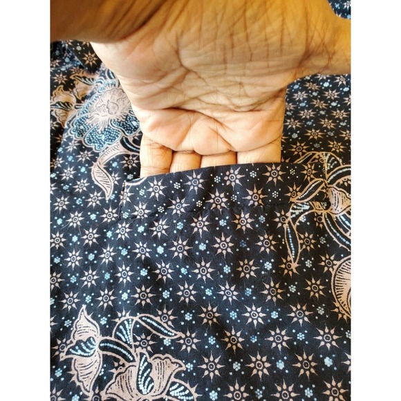 D & N Mens Black Floral Polyester Collared Long Sleeve Buttons Down Shirt Size L - Picture 9 of 12